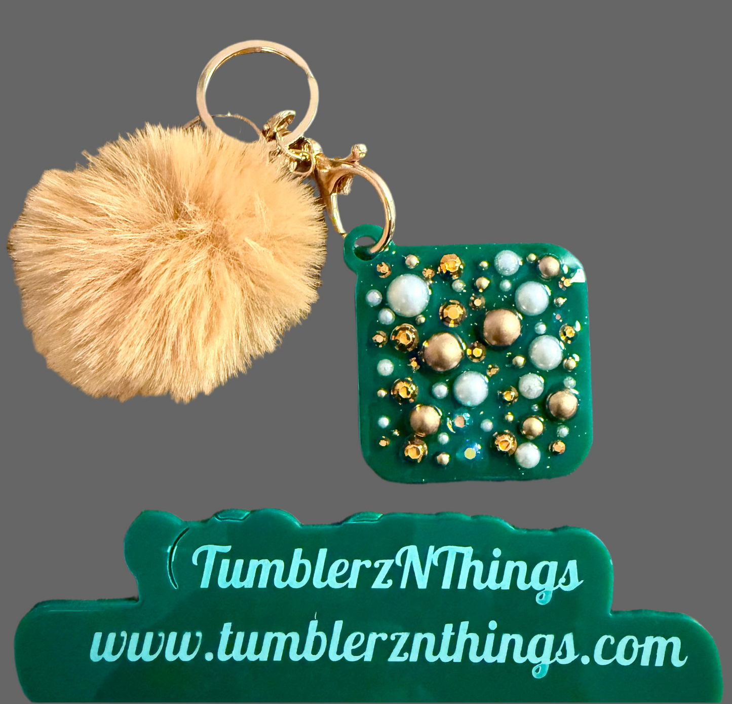 Gold & Green acrylic cut Keychain ✨
