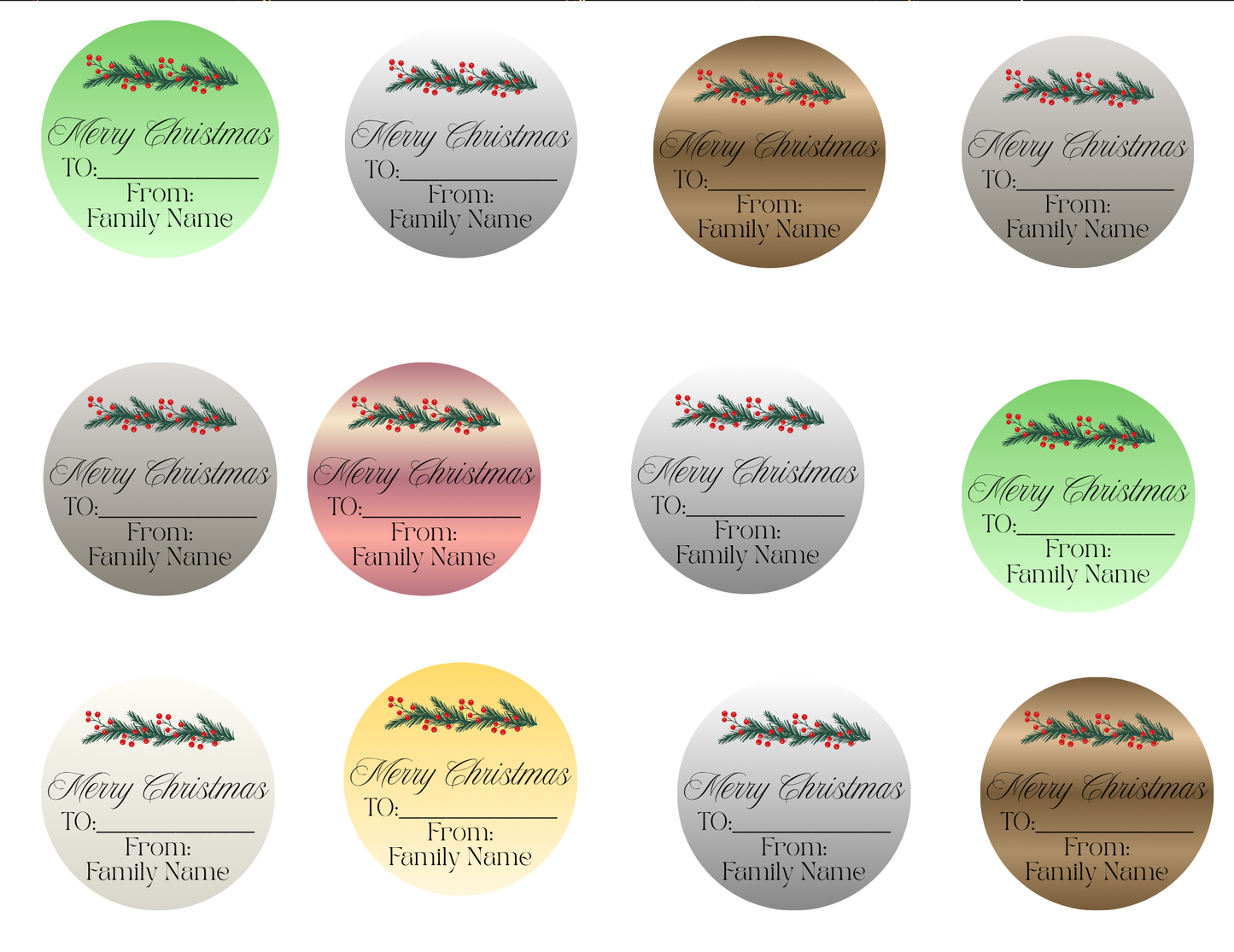 Personalized Merry Christmas sticker labels š 2ā stickers - 12 on each page