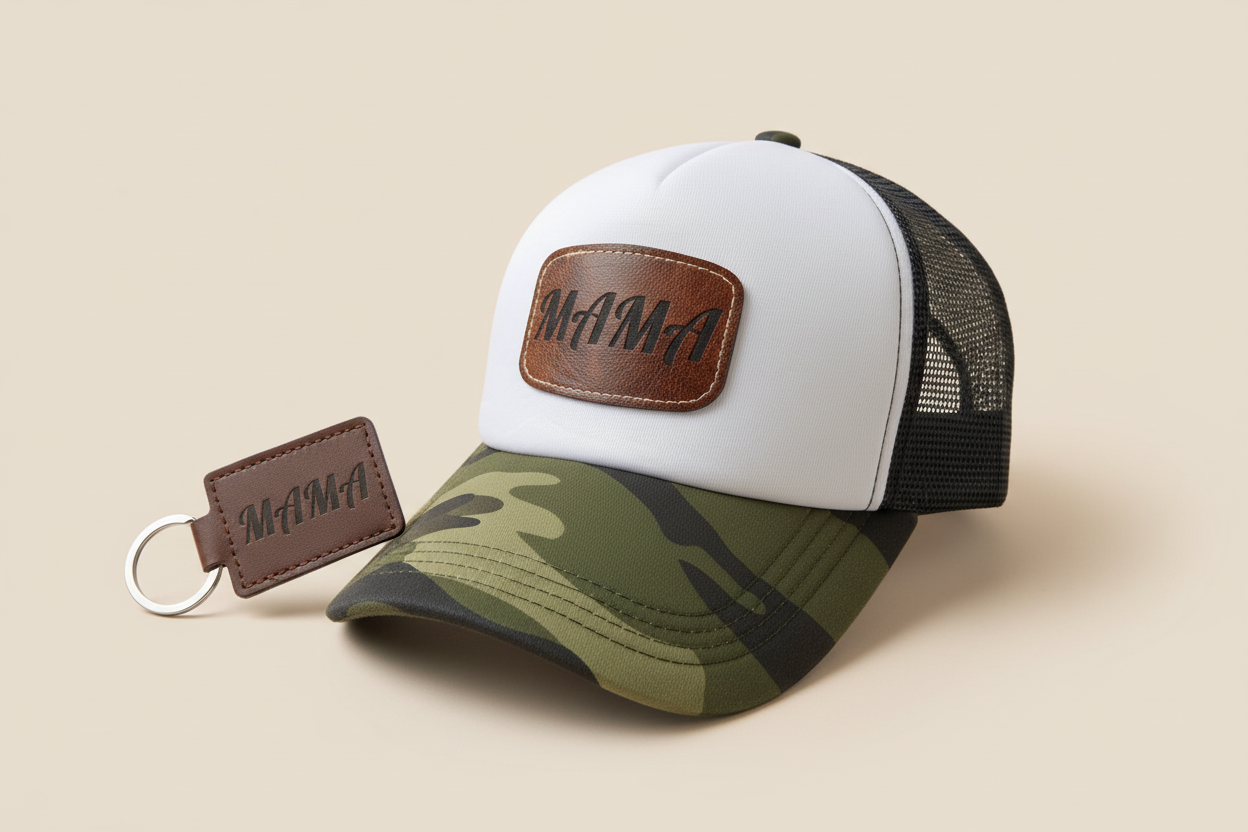 MAMA trucker hat & leather keychain set✨