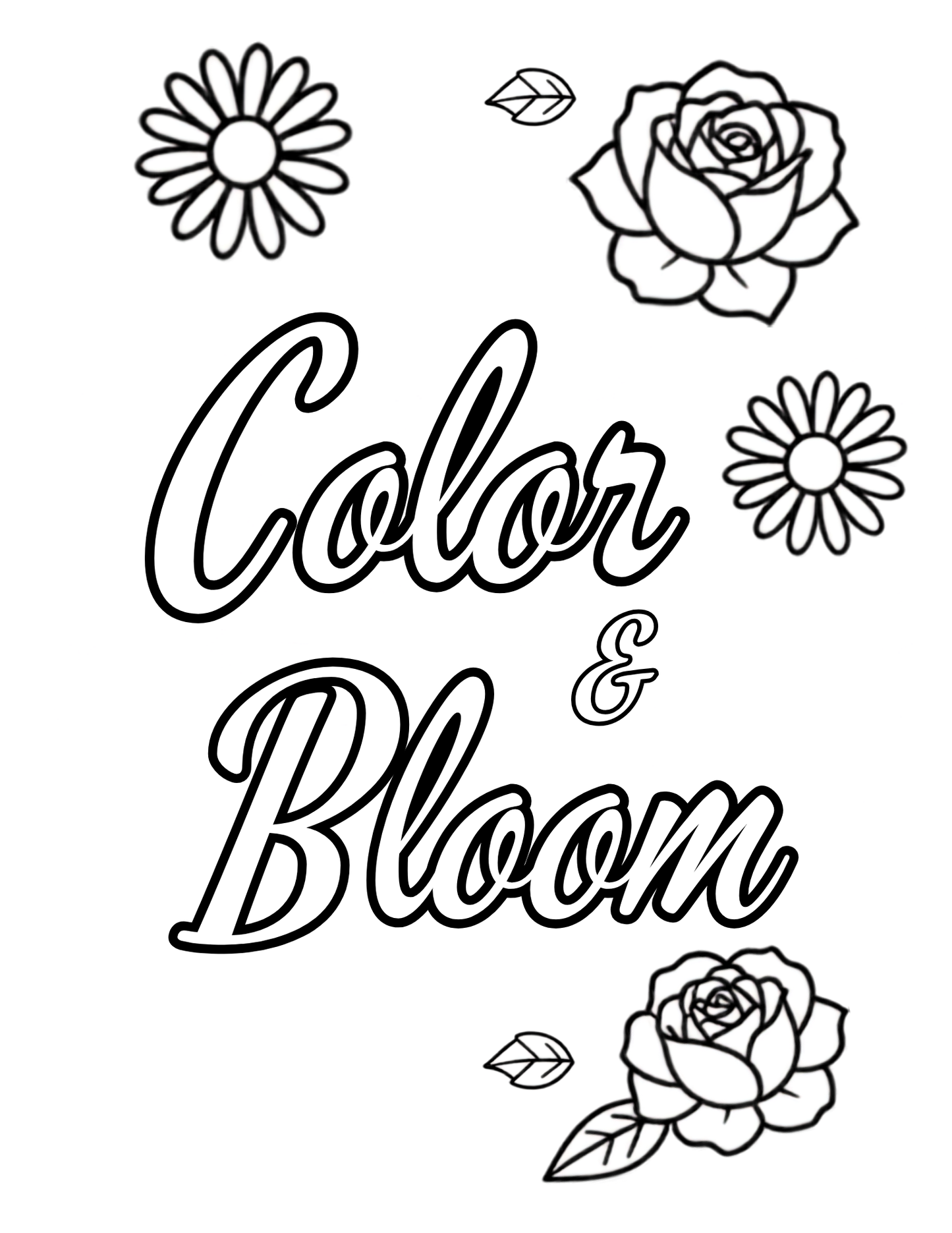 Color & Bloom Cover Page w/4 outlined designed Pages