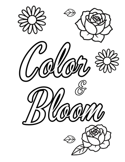 Color & Bloom Cover Page w/4 outlined designed Pages