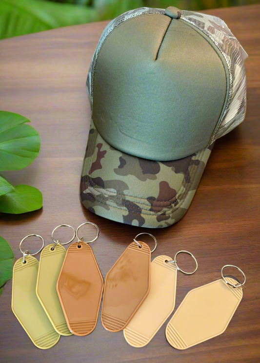 Camouflage Trucker hat & 1 vintage keychain Set✨ Customize🎁