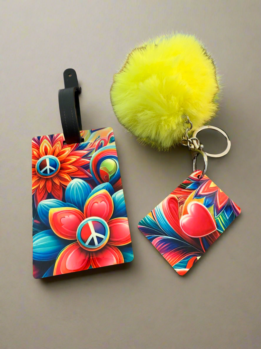Flower keychain & luggage tag set 🌺
