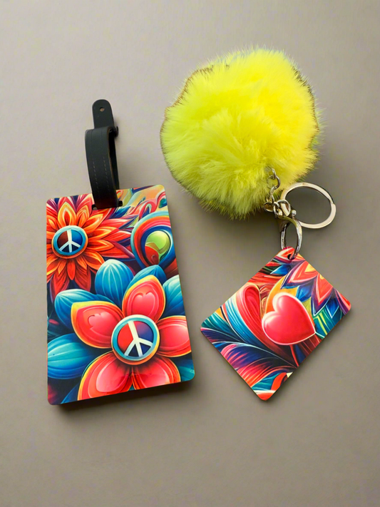Flower keychain & luggage tag set 🌺