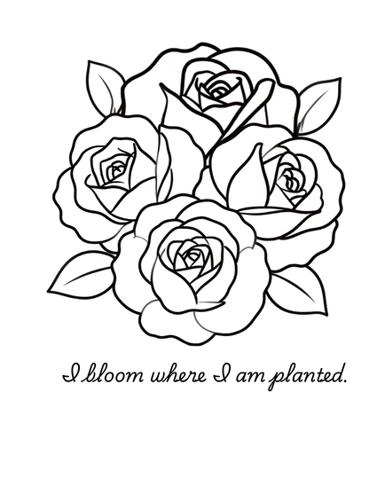 Color & Bloom Cover Page w/4 outlined designed Pages