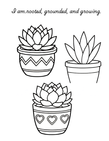 Color & Bloom Cover Page w/4 outlined designed Pages