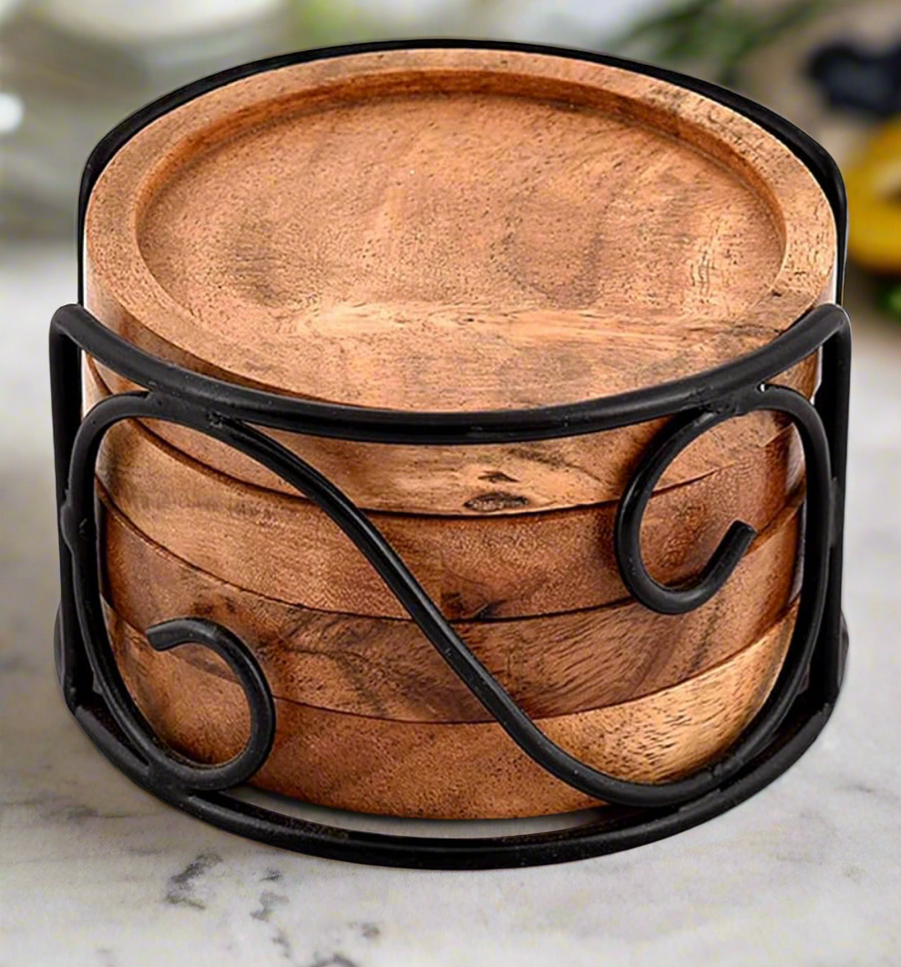 Set of 4 Personalized wood engraved coasters✨