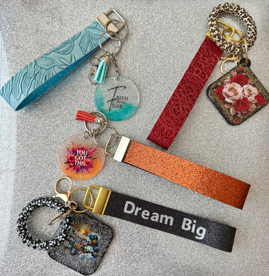 Double sided wristlets w/ acrylic keychains✨ All 4 keychains together✨