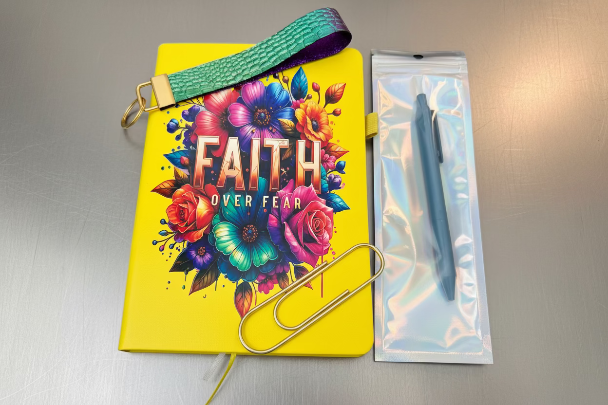 FAITH OVER FEAR Journal w/Pen & Double sided keychain✨