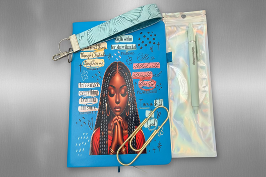Praying Girl Journal w/Pen & wristlet keychain Set✨