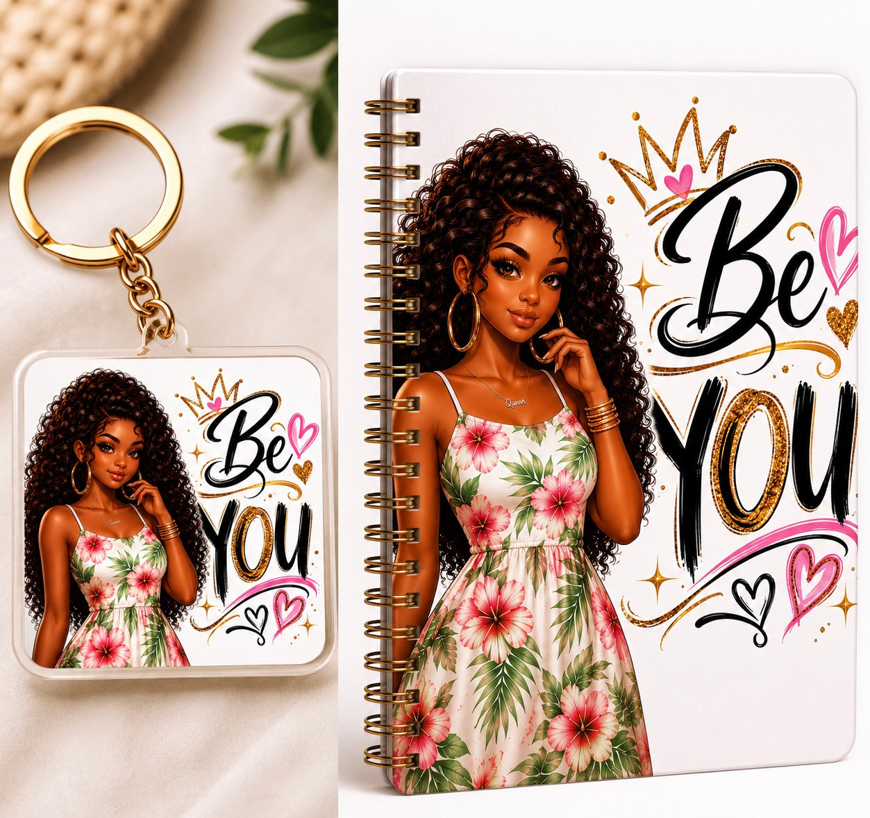 The Be YOU Journal and keychain Set💗