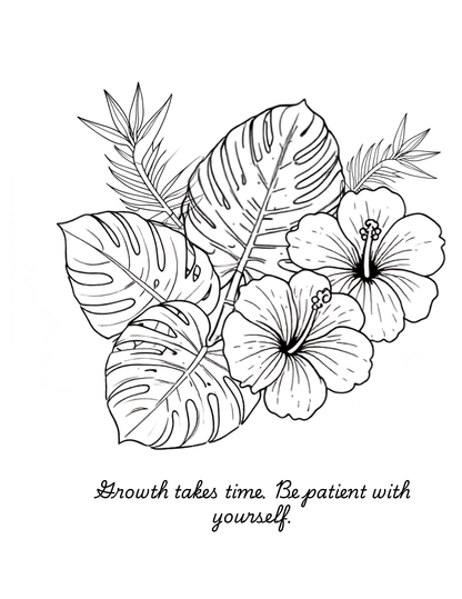 Color & Bloom Cover Page w/4 outlined designed Pages