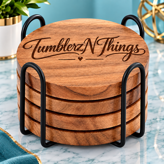 Custom engraved wood coasters