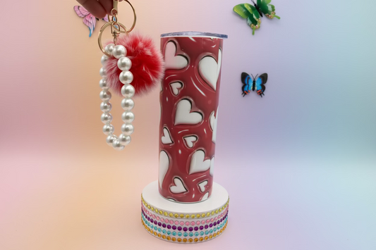 Sweet Heart 20oz tumbler w/ Pearl bag chain✨