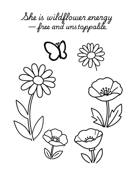 Color & Bloom Cover Page w/4 outlined designed Pages