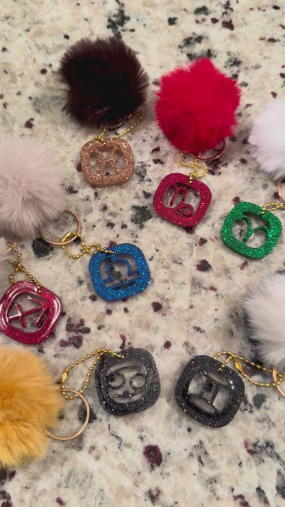 Resin and Glitter Zodiac keychains✨ Sold individually