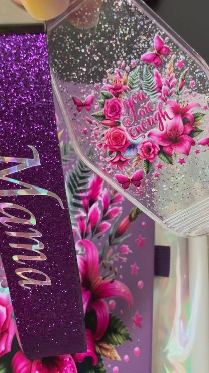 Purple You are Enough Journal notebook w/pen keychain & Mama double sided wristlet💜